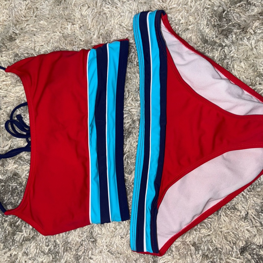 The Academy Brand Red and Blue Bikini Set